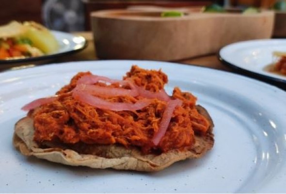 Pork Pibil style tostadoa